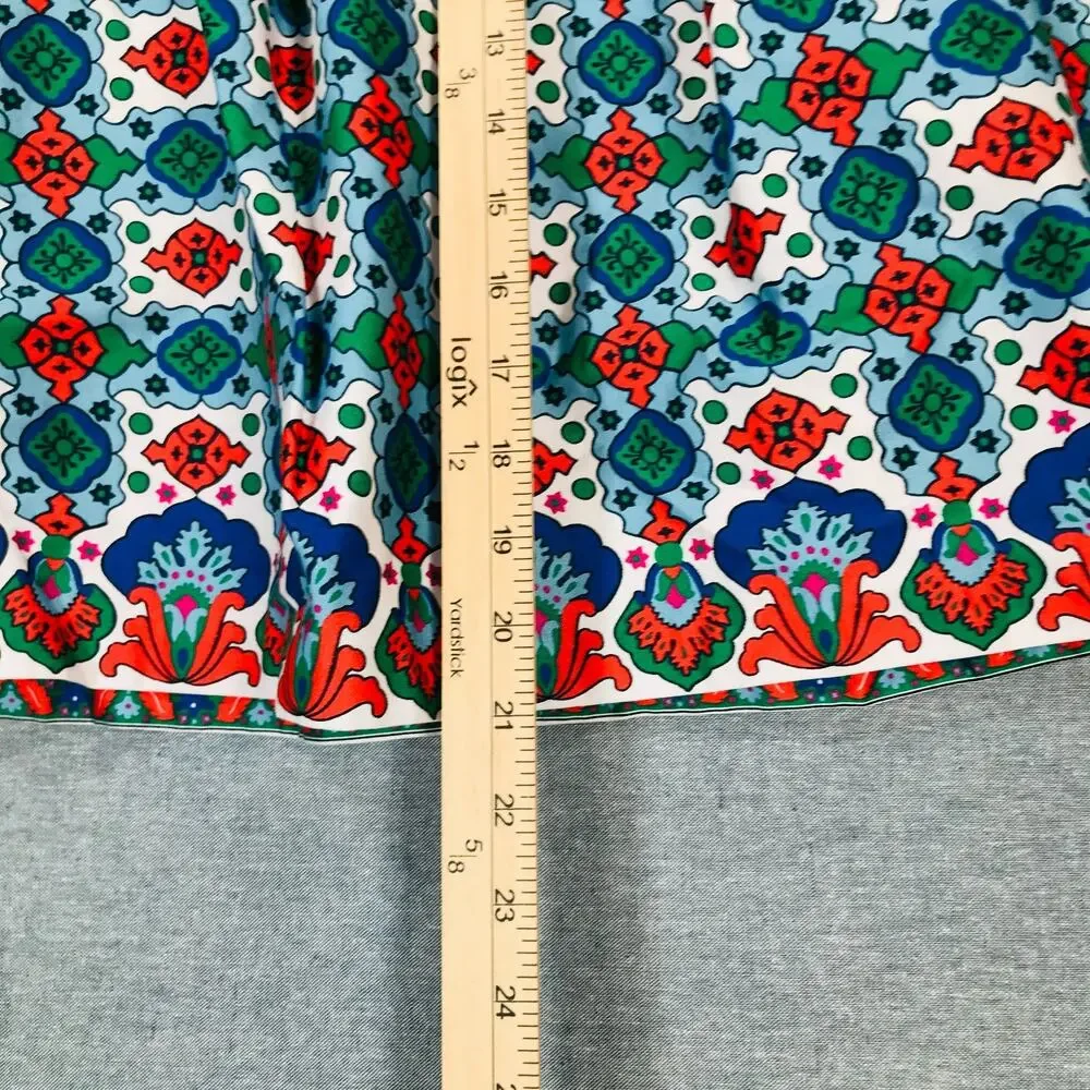 Boden Women's 12 Isabella Skirt Cotton Sateen Coastal Tile Pleated Pockets BL11